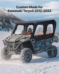 Cab Enclosure Upper Doors, Compatible with Kawasaki Teryx4 2012-2022, Soft Upper Doors, Windproof & Waterproof Upgraded Zipper UTV Soft Side Window Kit, Work with Roof and Partial Windshields