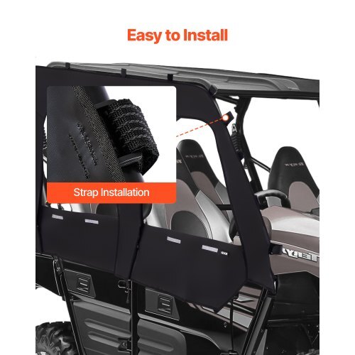Cab Enclosure Upper Doors, Compatible with Kawasaki Teryx4 2012-2022, Soft Upper Doors, Windproof & Waterproof Upgraded Zipper UTV Soft Side Window Kit, Work with Roof and Partial Windshields