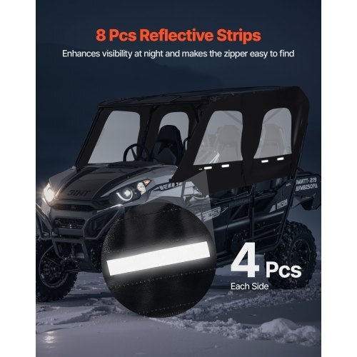 Cab Enclosure Upper Doors, Compatible with Kawasaki Teryx4 2012-2022, Soft Upper Doors, Windproof & Waterproof Upgraded Zipper UTV Soft Side Window Kit, Work with Roof and Partial Windshields