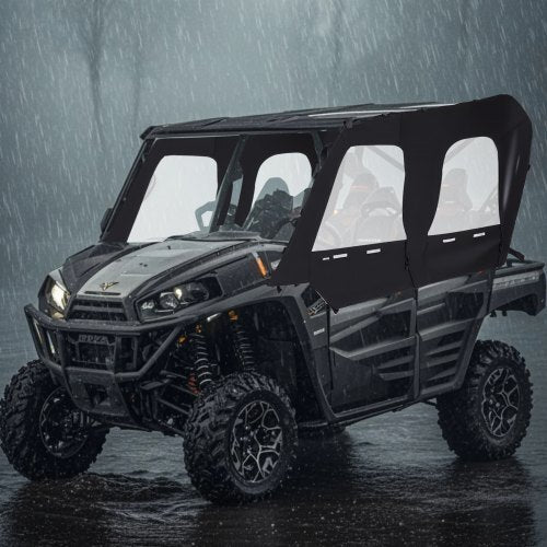 Cab Enclosure Upper Doors, Compatible with Kawasaki Teryx4 2012-2022, Soft Upper Doors, Windproof & Waterproof Upgraded Zipper UTV Soft Side Window Kit, Work with Roof and Partial Windshields
