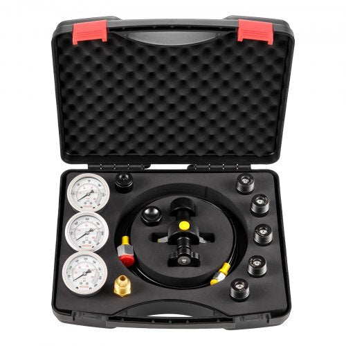 Hydraulic Nitrogen Accumulator Charging Kit, All-in-One Nitrogen Fill Kit, Pressure Test System with 3 Gauges (1500, 4000, 6000 PSI), 6 Adapters Couplings, 1 Gas Hose, 1 Valve, 1 CGA580 Adapter